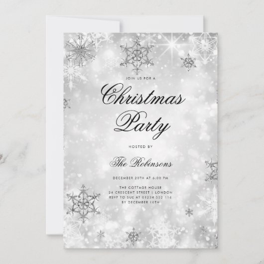 Silver Winter Wonder Holiday Einladungsprogramm &  Einladung (Vorderseite)