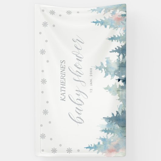 Silver Winter Wonderland Baby Showbanner Banner (Vertikal)