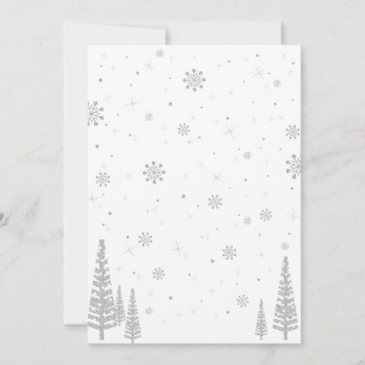 Silver Winter Wonderland, Babydusche / Sprinkle Einladung (Rückseite)