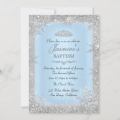 Silver Winter Wonderland Blue Baptisse Christening Einladung (Vorderseite)