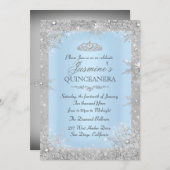 Silver Winter Wonderland Blue Quinceanera Einladun Einladung (Vorne/Hinten)