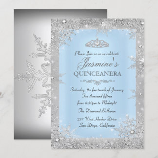 Silver Winter Wonderland Blue Quinceanera Einladun Einladung