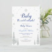 Silver Winter Wonderland - Boy Baby Shower Einladu Einladung (Stehend Vorderseite)
