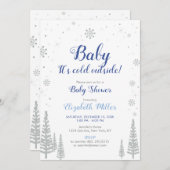 Silver Winter Wonderland - Boy Baby Shower Einladu Einladung (Vorne/Hinten)