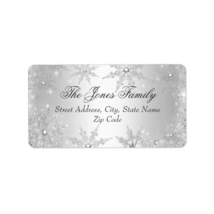 Silver Winter Wonderland Christmas Address Labels Adressaufkleber