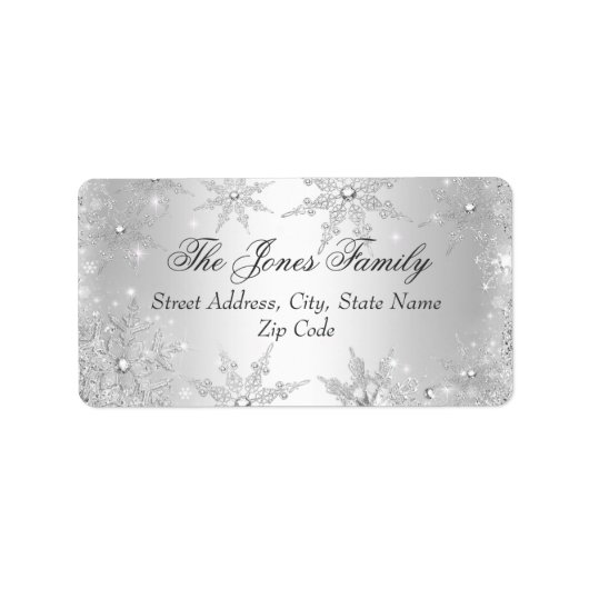 Silver Winter Wonderland Christmas Address Labels Adressaufkleber (Vorne)
