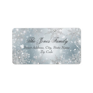 Silver Winter Wonderland Christmas Address Labels Adressaufkleber