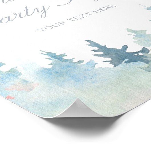 Silver Winter Wonderland Custom Party Sign Poster (Ecke)