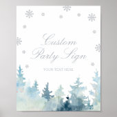 Silver Winter Wonderland Custom Party Sign Poster (Vorne)