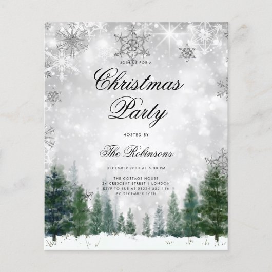 Silver Winter Wonderland Einladung Programm Menü (Vorderseite)