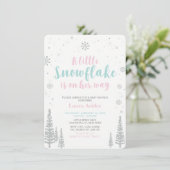 Silver Winter Wonderland, Girl Baby Dusche Einladung (Stehend Vorderseite)