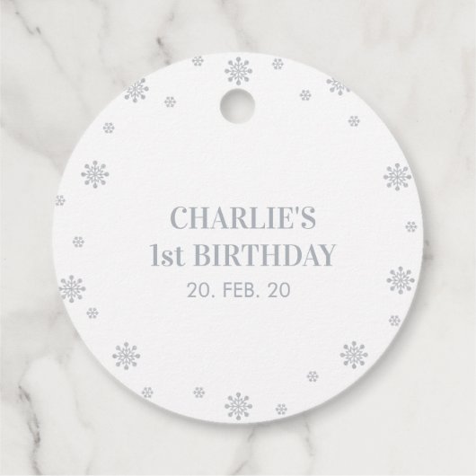 Silver Winter Wonderland Party Vielen Dank für Ihr Geschenkanhänger (Rückseite)