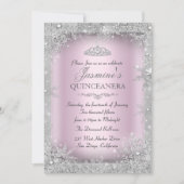 Silver Winter Wonderland Pink Quinceanera Party Einladung (Vorderseite)