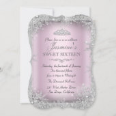 Silver Winter Wonderland Pink Sweet 16 Einladung 2 (Vorderseite)