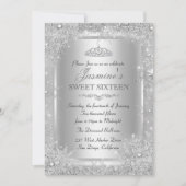 Silver Winter Wonderland Sweet 16 Einladung (Vorderseite)