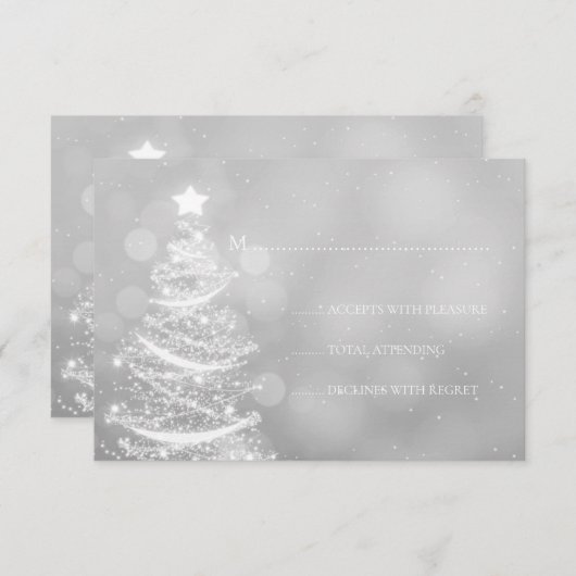 Silver Winter Wonderland Weihnachten Hochzeit RSVP Karte (Vorne/Hinten)