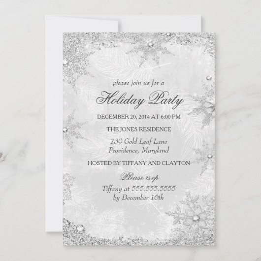 Silver Winter Wonderland Weihnachtsfeier A Einladung (Vorderseite)