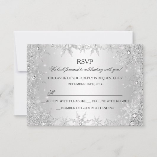 Silver Winter Wonderland Weihnachtsfeiertag UAWG RSVP Karte (Vorderseite)
