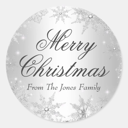Silver Winter Wonderland Weihnachtssticker Runder Aufkleber (Vorderseite)
