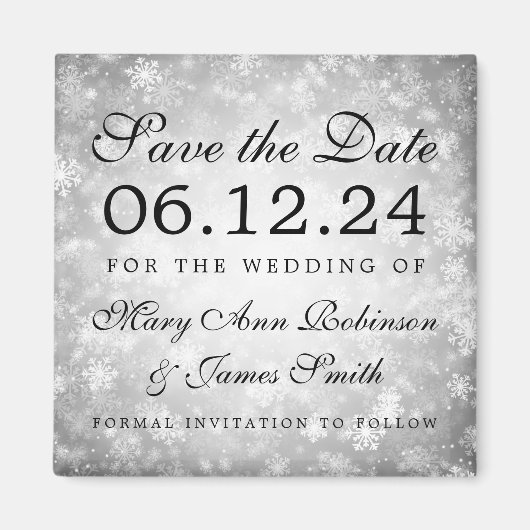 Silver Winter Wonderland Winter Save the Date Magnet (Vorne)