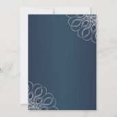Silver Wirbel auf Mitternachtsblauer Pensionskasse Einladung (Rückseite)