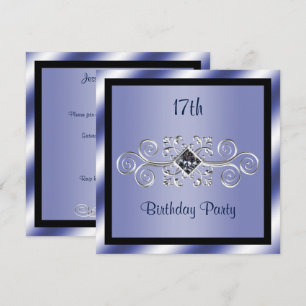 Silver Wirbel & Diamond 17. Geburtstagsparty Einladung