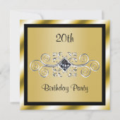 Silver Wirbel & Diamond 20. Geburtstagsparty Einladung (Vorderseite)