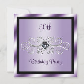 Silver Wirbel & Diamond 50. Geburtstagsparty Einladung (Vorderseite)
