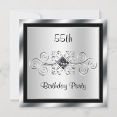 Silver Wirbel & Diamond 55. Geburtstagsparty Einladung (Vorderseite)