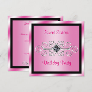 Silver Wirbel & Diamond Sweet 16 Geburtstagsparty Einladung