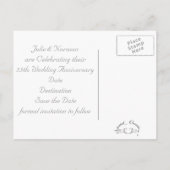 Silver Wirbel Jubiläum Save the Date Ankündigungspostkarte (Rückseite)