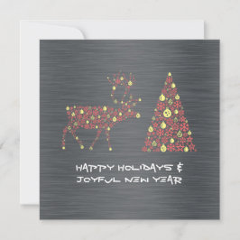 Silver wish card HAPPY HOLIDAYS JOYFUL NEW YEAR Feiertagskarte