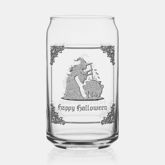 Silver Witch & Cauldron Halloween Dosenglas (Vorderseite)