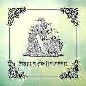 Silver Witch & Cauldron Halloween Fensteraufkleber (Blatt 3)