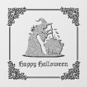 Silver Witch & Cauldron Halloween Fensteraufkleber (Blatt)