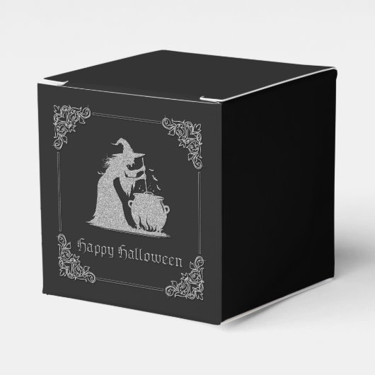 Silver Witch & Cauldron Halloween Geschenkschachtel (Vorderseite)