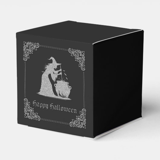 Silver Witch & Cauldron Halloween Geschenkschachtel (Rückseite)
