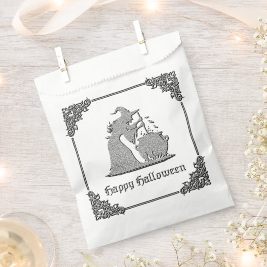 Silver Witch & Cauldron Halloween Geschenktütchen (Ausgeschnitten)