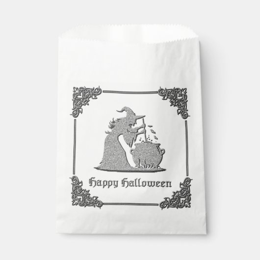 Silver Witch & Cauldron Halloween Geschenktütchen (Vorderseite)