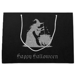 Silver Witch & Cauldron Halloween Große Geschenktüte