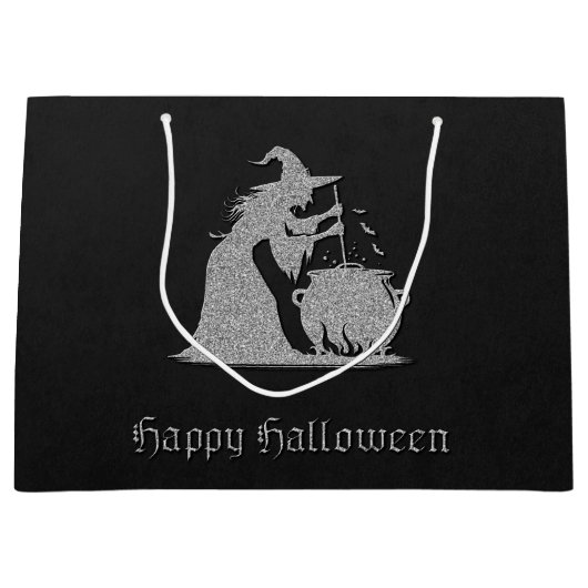 Silver Witch & Cauldron Halloween Große Geschenktüte (Vorderseite)