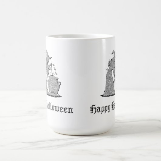 Silver Witch & Cauldron Halloween Kaffeetasse (Mittel)