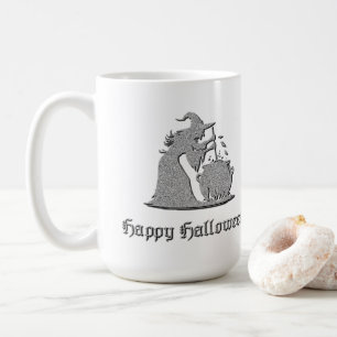 Silver Witch & Cauldron Halloween Kaffeetasse