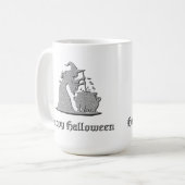 Silver Witch & Cauldron Halloween Kaffeetasse (Vorderseite Links)