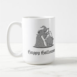 Silver Witch & Cauldron Halloween Kaffeetasse