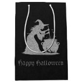 Silver Witch & Cauldron Halloween Mittlere Geschenktüte (Vorderseite)