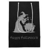 Silver Witch & Cauldron Halloween Mittlere Geschenktüte (Rückseite)