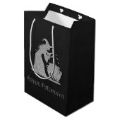 Silver Witch & Cauldron Halloween Mittlere Geschenktüte (Rückseite Schrägansicht)