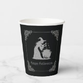 Silver Witch & Cauldron Halloween Pappbecher (Rückseite)