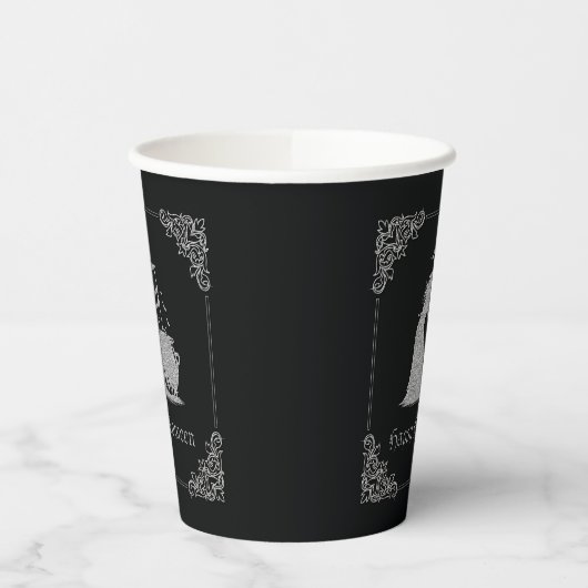 Silver Witch & Cauldron Halloween Pappbecher (Links)